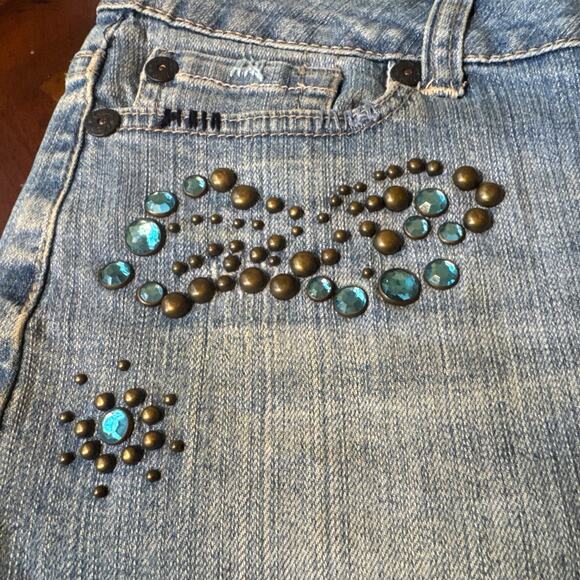 Candies Denim Mini Skirt Embellished Studs And Rinestone - Picture 8 of 13